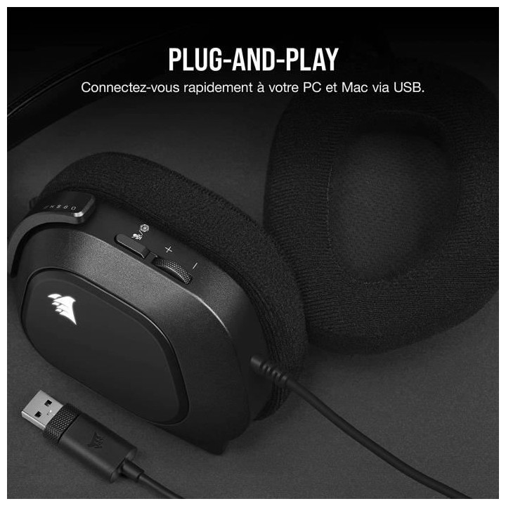 Casque gaming premium HS80 RGB USB - Carbone CORSAIR