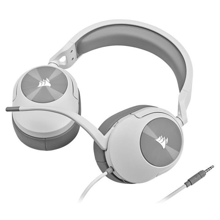 Casque gaming CORSAIR HS55 STEREO - Blanc, Micro-casque filaire jack 3