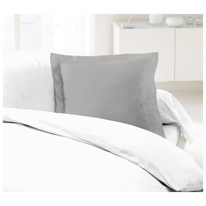 LOVELY HOME Lot de 2 Taies d'Oreillers 100% coton 63x63 cm - Gris clai