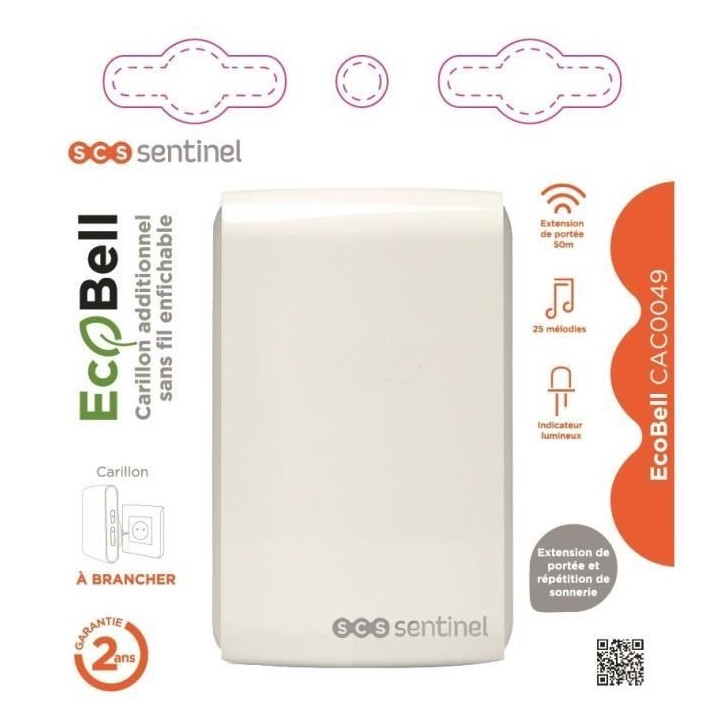 Carillon additionnel sans fil SCS SENTINEL Ecobell CAC0049 - 25 mélod