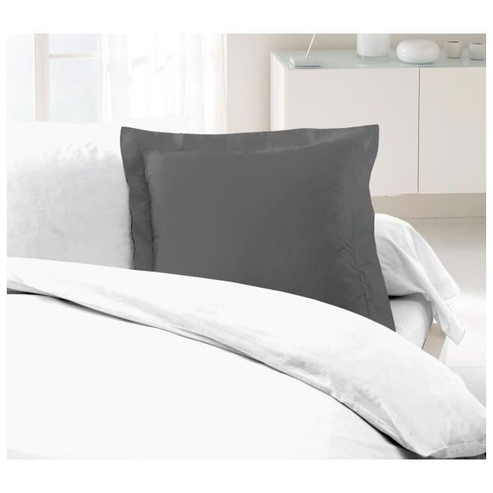 LOVELY HOME Lot de 2 Taies d'Oreillers 100% coton 63x63 cm - Gris fonc