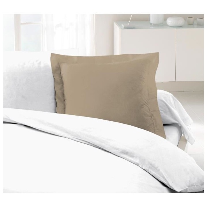 LOVELY HOME Lot de 2 Taies d'Oreillers 100% coton 63x63 cm - Beige