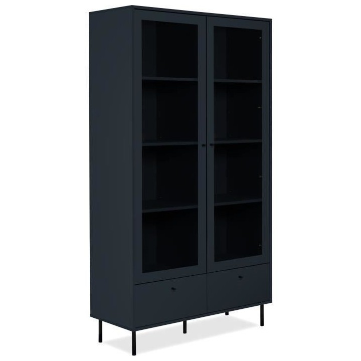 Vitrine buffet haut - Caracas - 2 portes vitrées et 2 tiroirs - 100 x