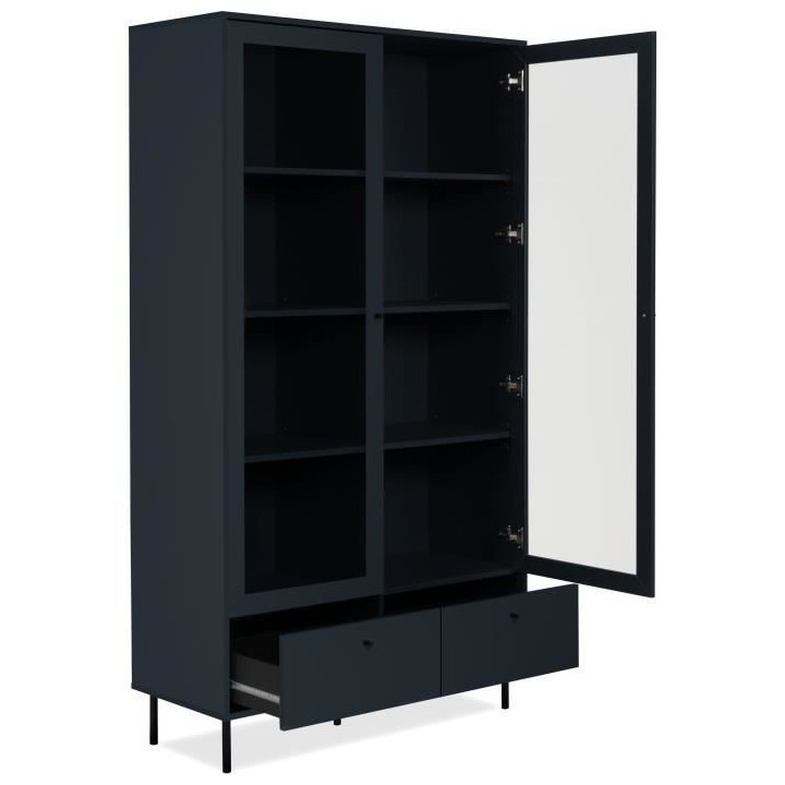 Vitrine buffet haut - Caracas - 2 portes vitrées et 2 tiroirs - 100 x