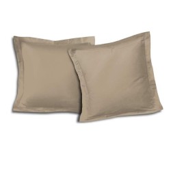 LOVELY HOME Lot de 2 Taies d'Oreillers 100% coton 63x63 cm - Beige