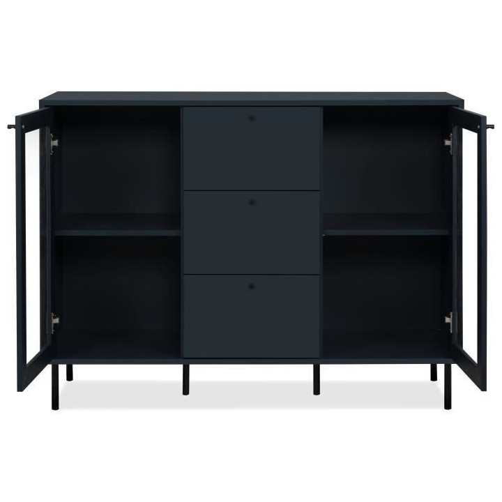 Buffet salle a manger CARACAS - Décor bleu navy - 2 portes vitrées +