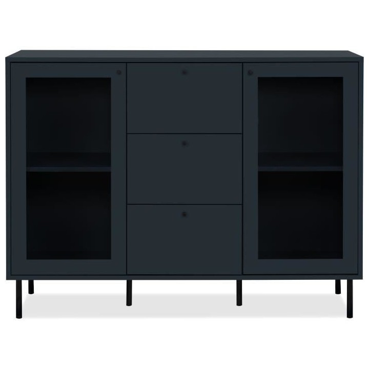 Buffet salle a manger CARACAS - Décor bleu navy - 2 portes vitrées +