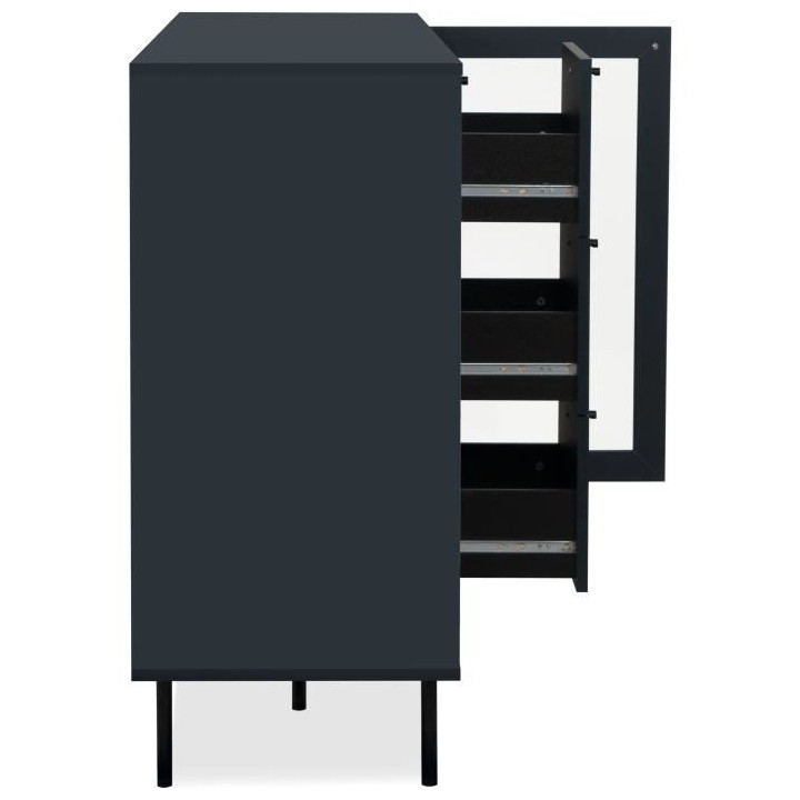 Buffet salle a manger CARACAS - Décor bleu navy - 2 portes vitrées +