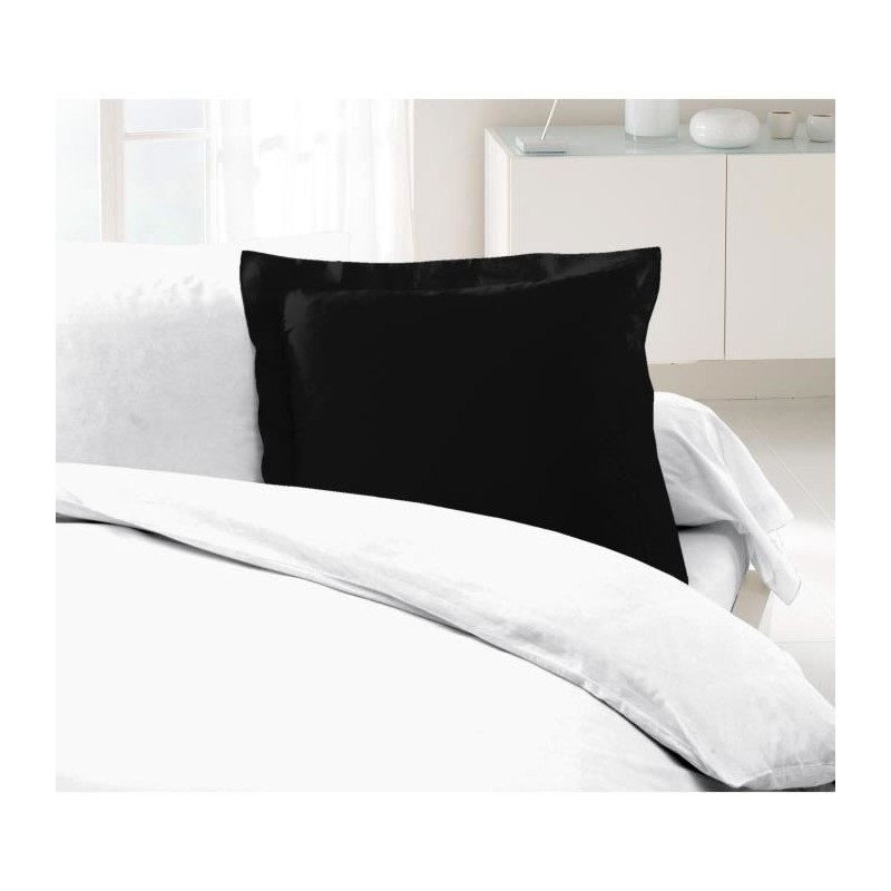 LOVELY HOME Lot de 2 Taies d'Oreillers 100% coton 63x63 cm - Noir