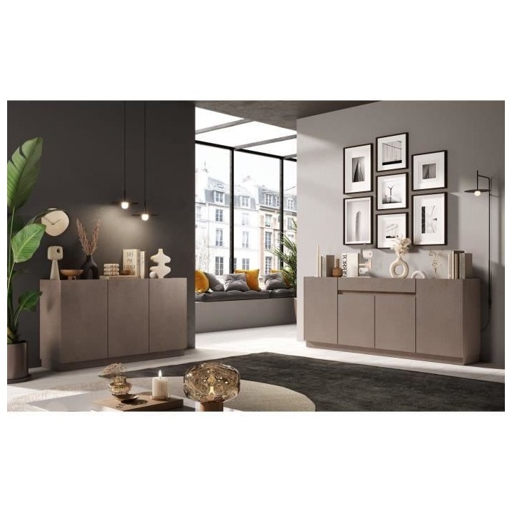 Buffet haut FIRENZE - Bronze et Chene Mercure - 3 portes - Style conte