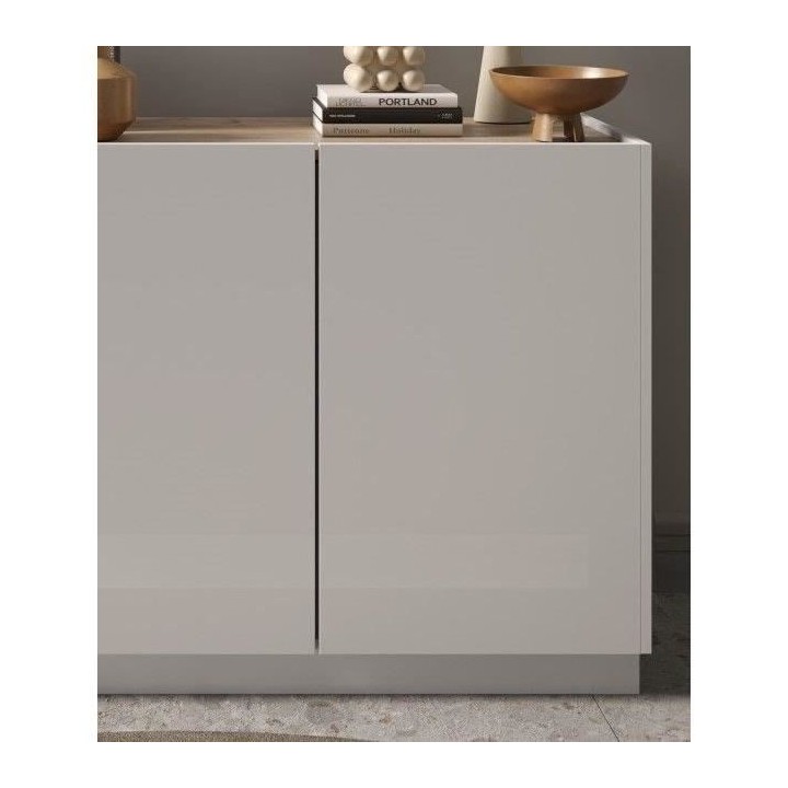 Buffet haut FIRENZE - FIRENZE - Blanc Laqué et Chene Cadiz - 3 portes