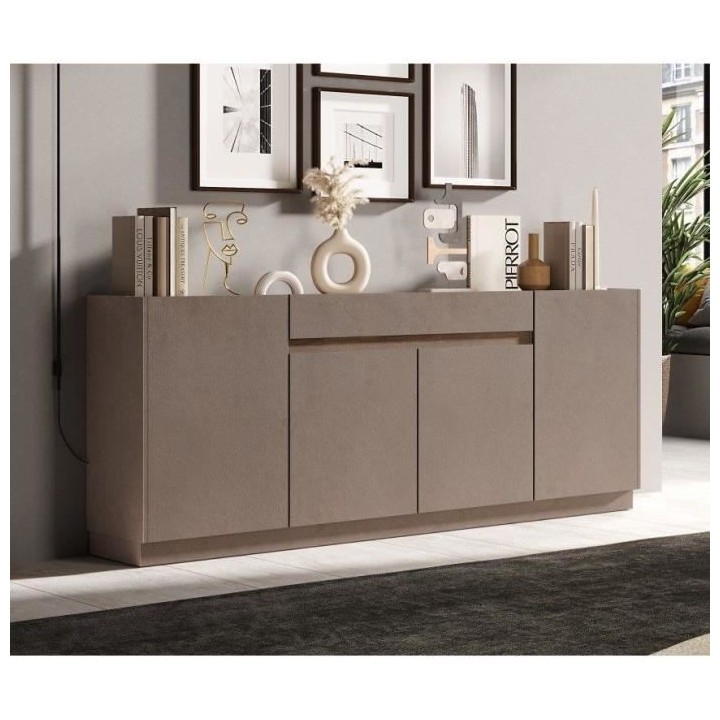 Buffet haut FIRENZE - Bronze et Chene Mercure - 4 portes + 1 tiroir -