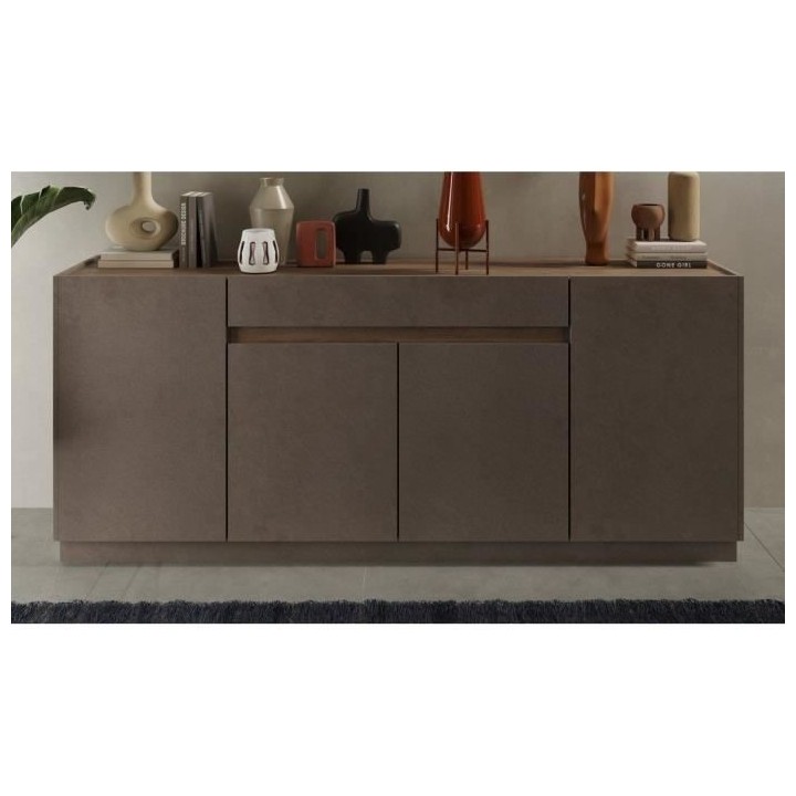 Buffet haut FIRENZE - Bronze et Chene Mercure - 4 portes + 1 tiroir -