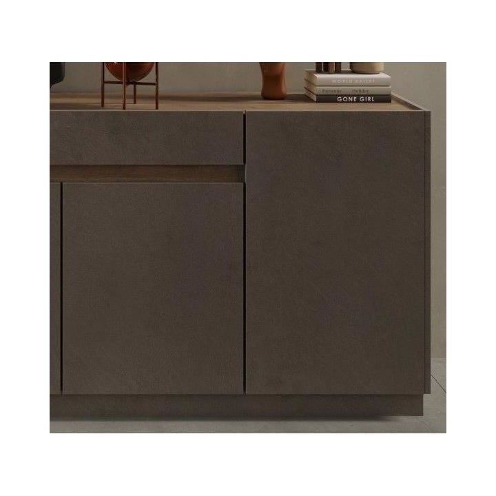 Buffet haut FIRENZE - Bronze et Chene Mercure - 4 portes + 1 tiroir -