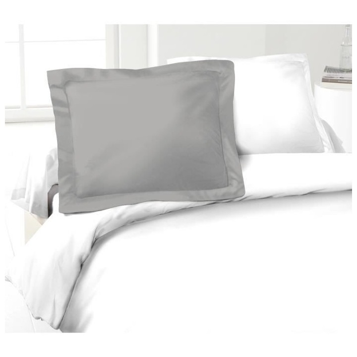 LOVELY HOME Lot de 2 Taies d'Oreillers 100% coton 50x70 cm - Gris clai