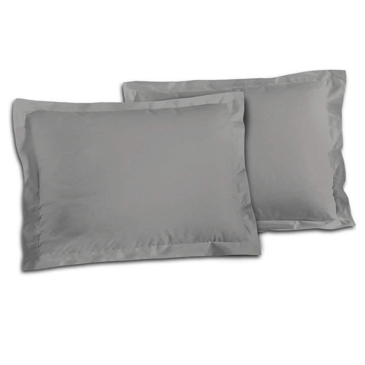 LOVELY HOME Lot de 2 Taies d'Oreillers 100% coton 50x70 cm - Gris clai
