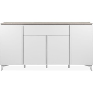 Buffet Bertrix 51A - Décor travertin / blanc - Panneaux de particules