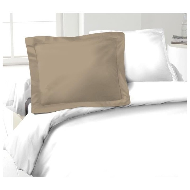 LOVELY HOME Lot de 2 Taies d'Oreillers 100% coton 50x70 cm - Beige