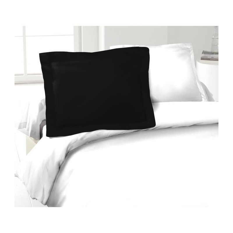 LOVELY HOME Lot de 2 Taies d'Oreillers 100% coton 50x70 cm - Noir