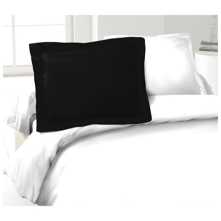 LOVELY HOME Lot de 2 Taies d'Oreillers 100% coton 50x70 cm - Noir