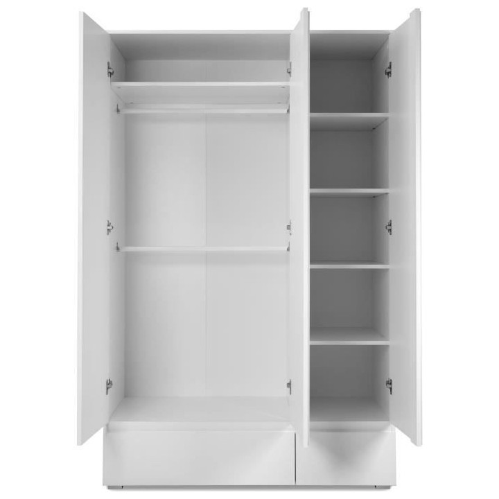Armoire IMAGE 60B - Décor blanc mat - 3 portes + 2 tiroirs - L121,6 x