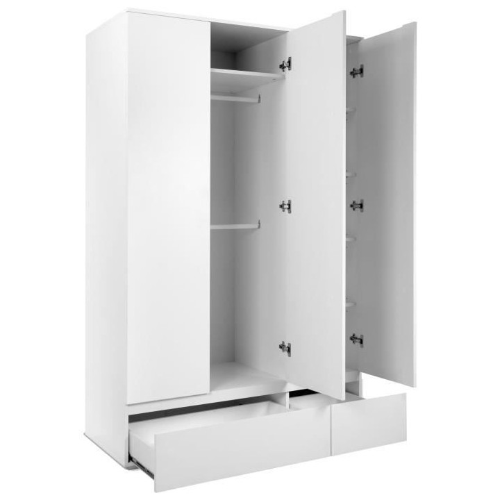 Armoire IMAGE 60B - Décor blanc mat - 3 portes + 2 tiroirs - L121,6 x