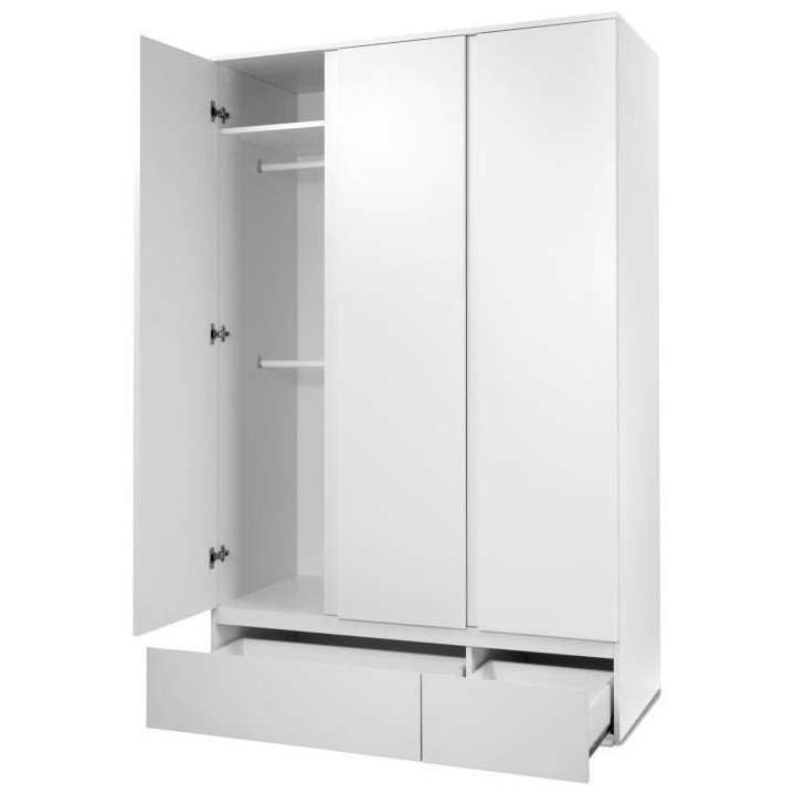 Armoire IMAGE 60B - Décor blanc mat - 3 portes + 2 tiroirs - L121,6 x