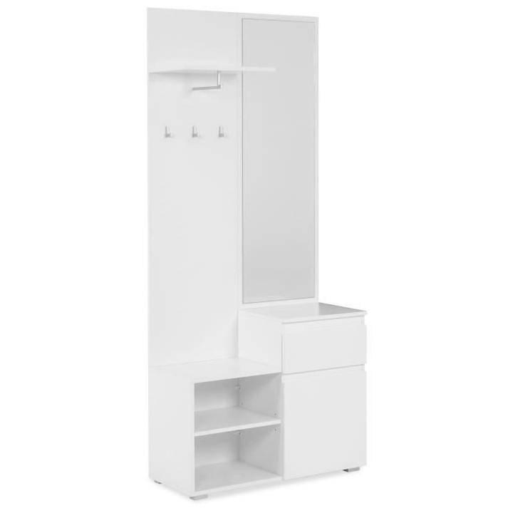 Meuble d'entrée de rangement avec penderie IMAGE - Décor blanc - 1 p