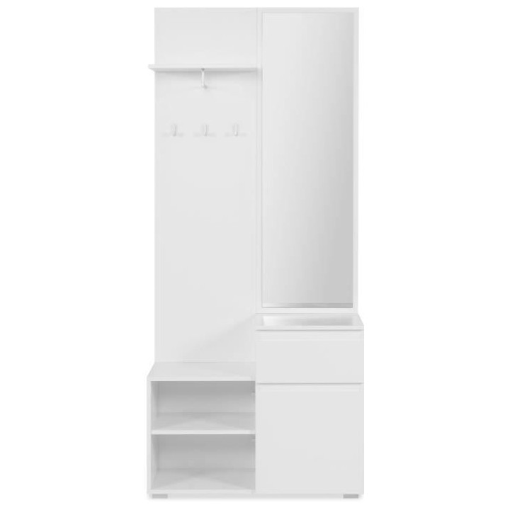 Meuble d'entrée de rangement avec penderie IMAGE - Décor blanc - 1 p