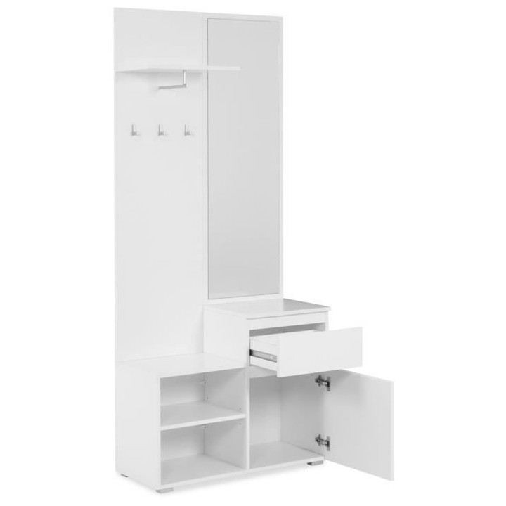 Meuble d'entrée de rangement avec penderie IMAGE - Décor blanc - 1 p