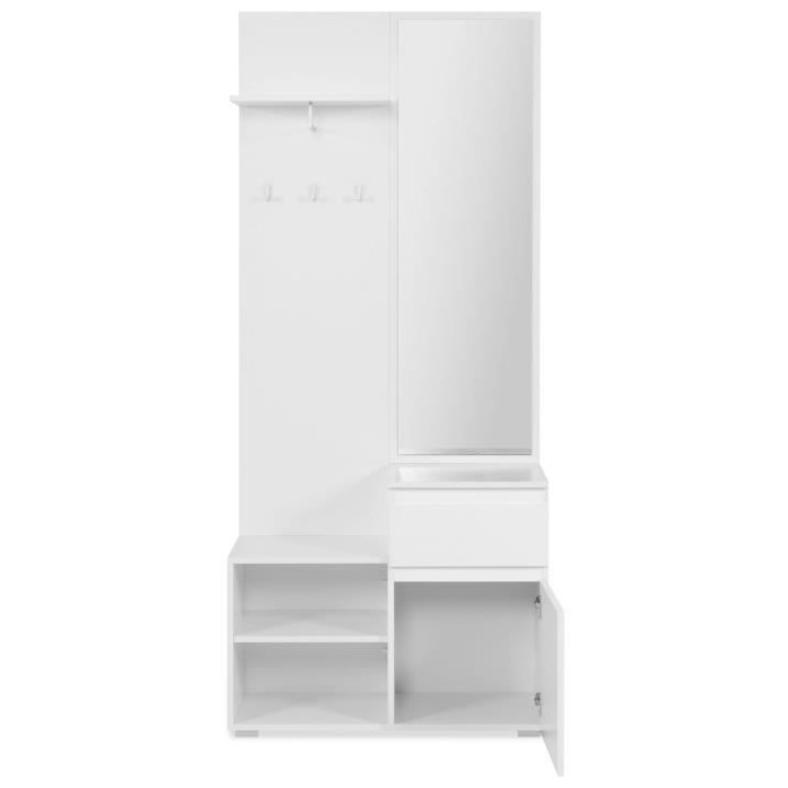 Meuble d'entrée de rangement avec penderie IMAGE - Décor blanc - 1 p