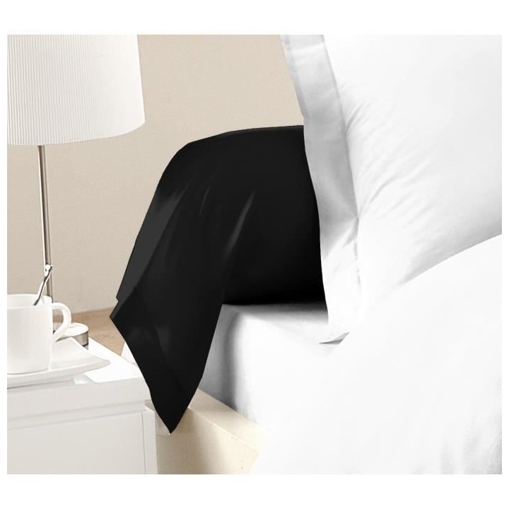 LOVELY HOME Lot de 2 Taies de Traversin 100% coton 85x185 cm noir