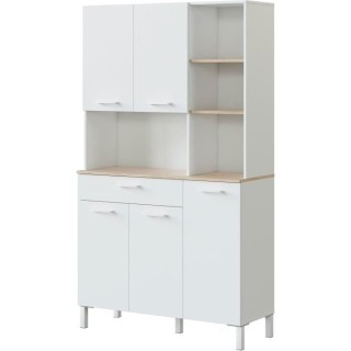 Meuble de cuisine KIRA - Décor blanc artik et chene canadien - 5 Port