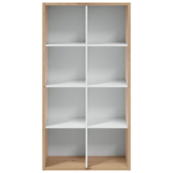 Bibliotheque étagere NOA - Blanc et chene - 8 cases - 137x71,5x33 cm