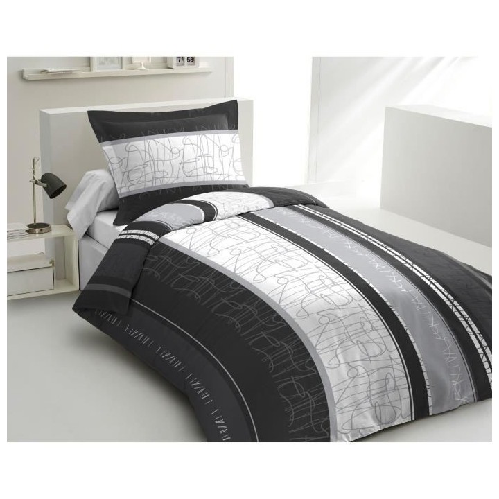 LOVELY HOME Parure de couette Coton CONFUSSUS Noir 140x200cm