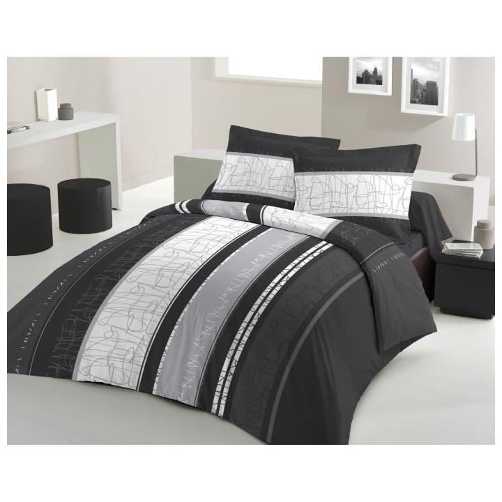 LOVELY HOME Parure de couette Coton CONFUSSUS Noir 200x200cm