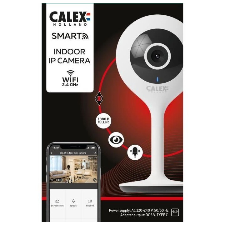 Caméra d'intérieur - CALEX - 1080 P - Full HD - Vision nocturne