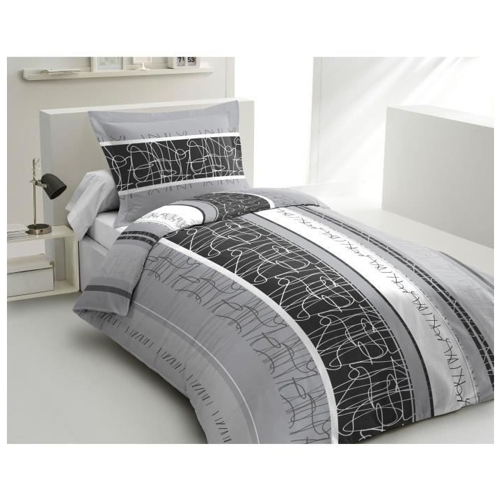 LOVELY HOME Parure de couette Coton CONFUSSUS Gris 140x200cm