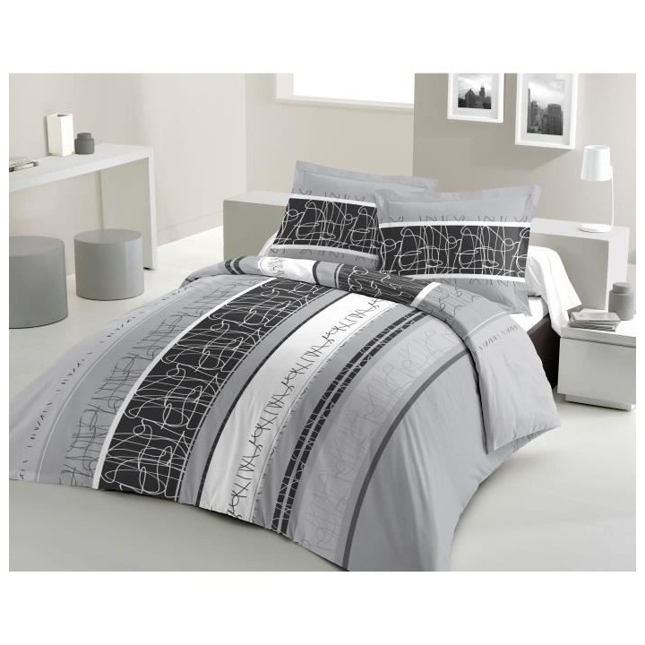 LOVELY HOME Parure de couette Coton CONFUSSUS Gris 200x200cm