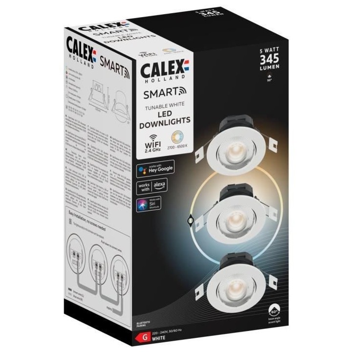 Spots encastrables LED - CALEX - SMART DOWNLIGHT - 5 W - 400 ml - 6500