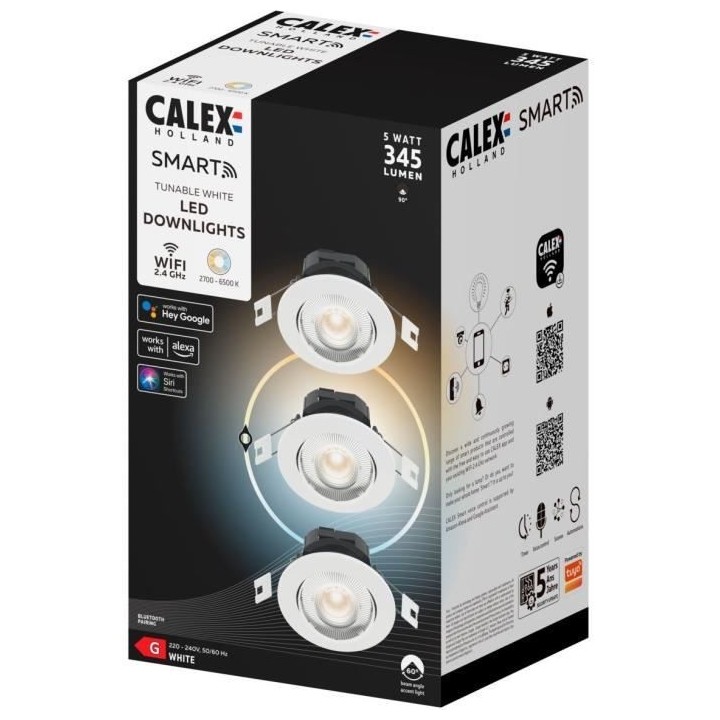 Spots encastrables LED - CALEX - SMART DOWNLIGHT - 5 W - 400 ml - 6500