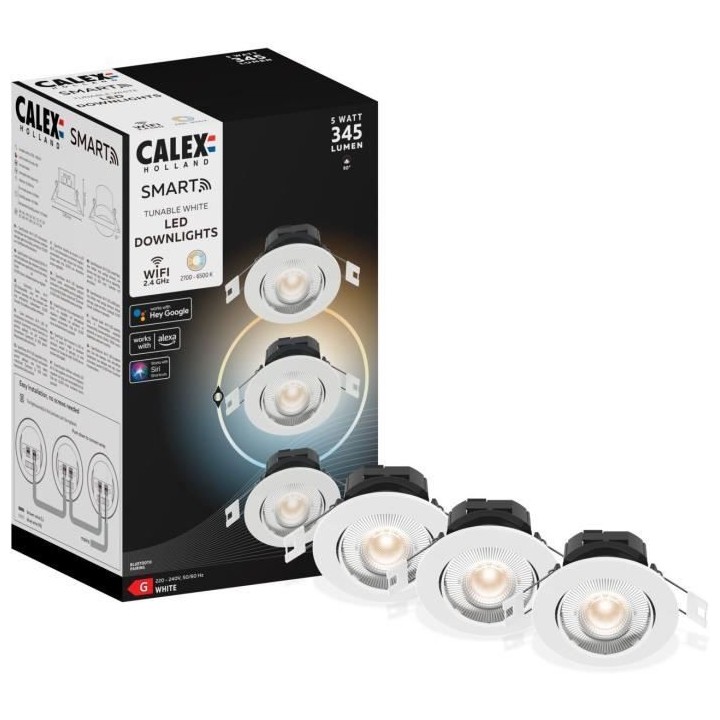 Spots encastrables LED - CALEX - SMART DOWNLIGHT - 5 W - 400 ml - 6500