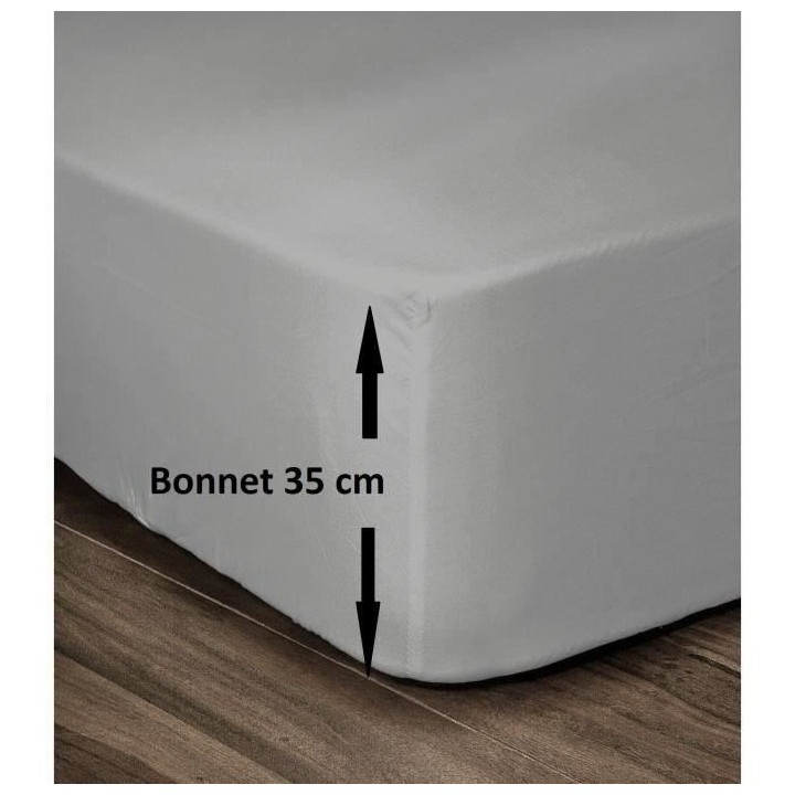 LOVELY HOME Drap Housse 100% Coton 140x190cm - Bonnet 35cm - Gris clai