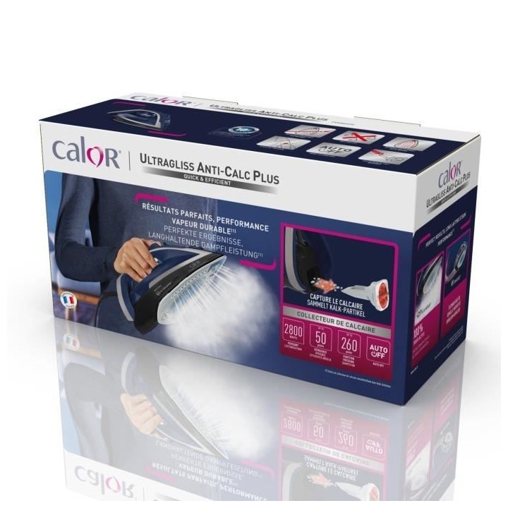 CALOR Ultragliss Anti-Calc +, Fer a repasser, Vapeur 50g/min, Pressing