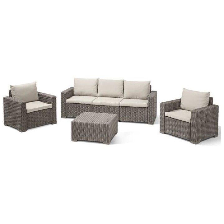 Salon de jardin imitation résine tressée ALLIBERT avec table basse -