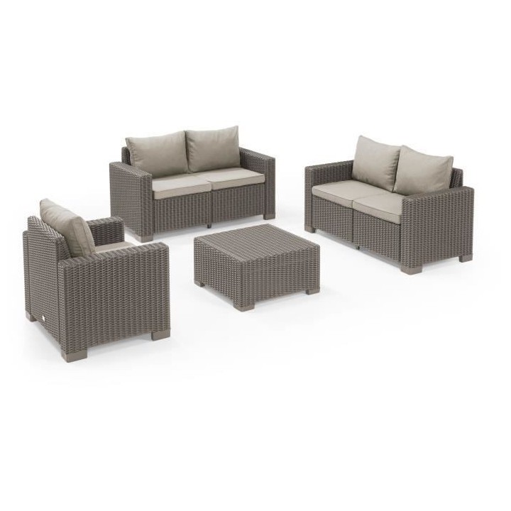 Salon de jardin imitation résine tressée ALLIBERT avec table basse -