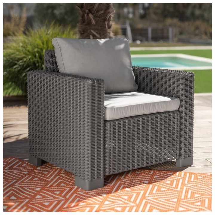 Salon de jardin imitation résine tressée ALLIBERT avec table basse -