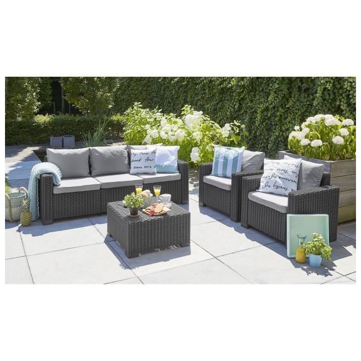 Salon de jardin - Résine imitation rotin tressé - Allibert by KETER