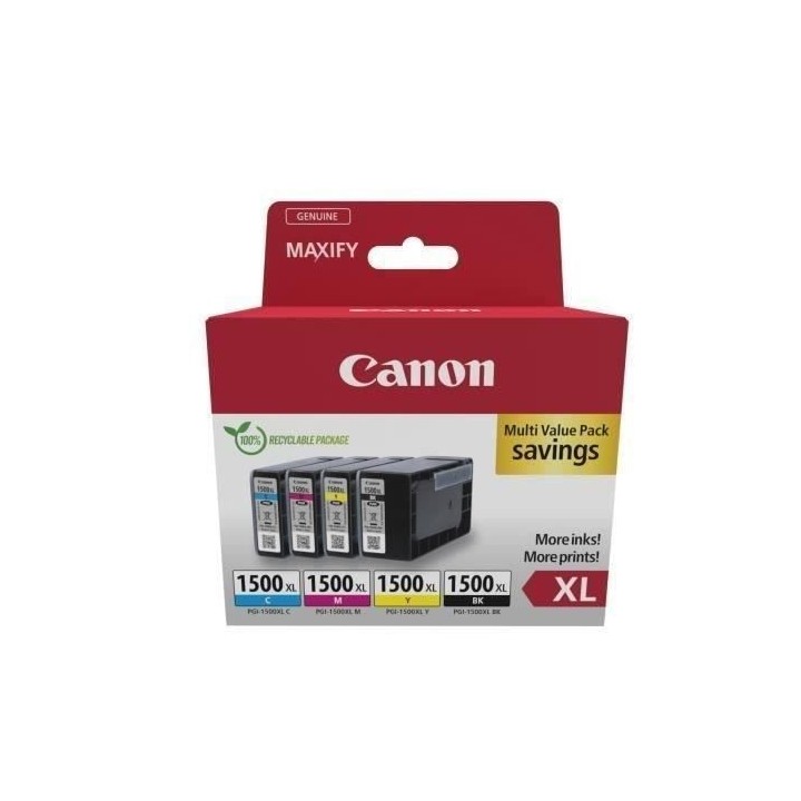 Multipack cartouches d'encre - CANON - PGI-1500XL Noir/Cyan/Magenta/Ja