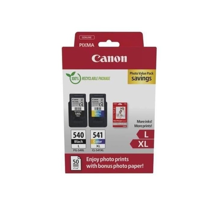 Pack de 2 cartouches d'encre + pack papiers photo - CANON - PG-540L No